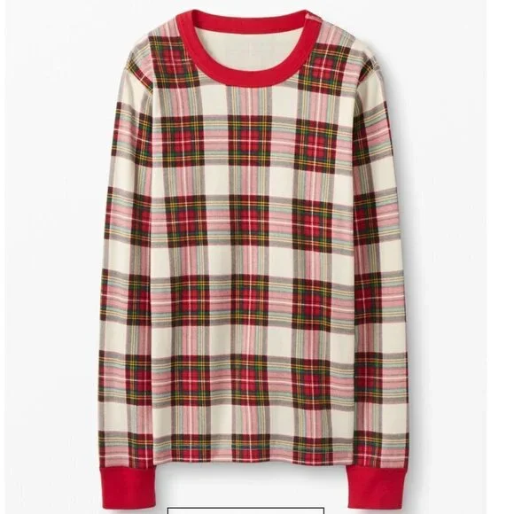 Hanna Andersson Adult Unisex Long John Pajama Top in Family Holiday Plaid size M - Picture 2 of 5